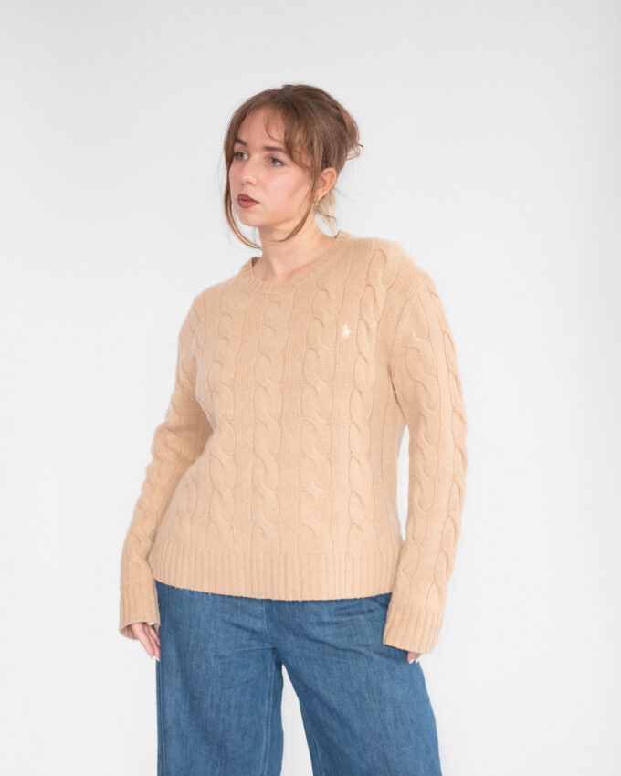 Polo Ralph Lauren Beige Cable Knit Sweater - M