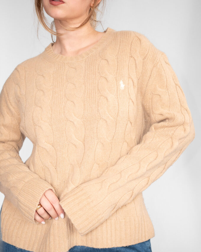 Polo Ralph Lauren Beige Cable Knit Sweater - M