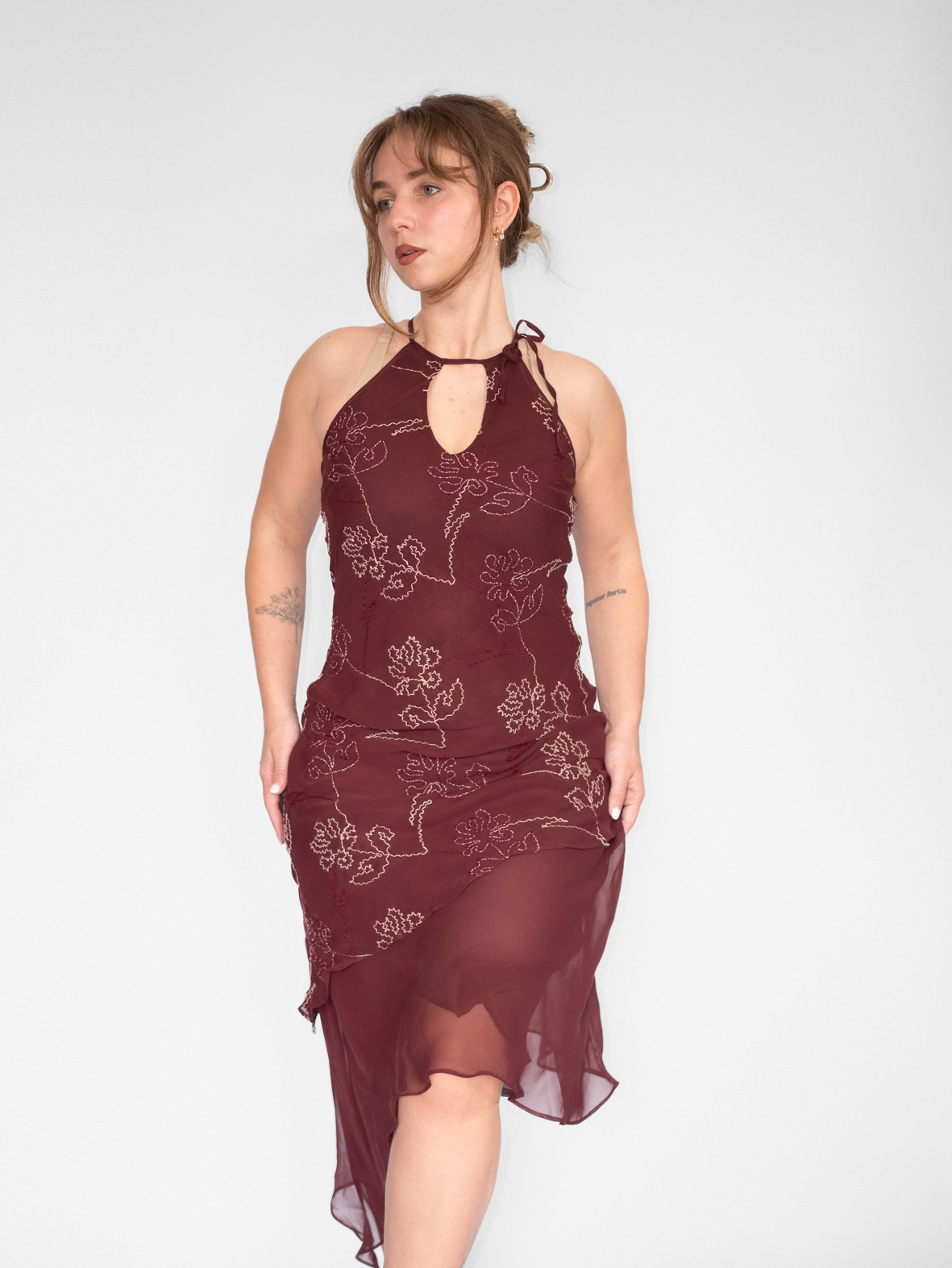 Italian Vintage Merlot Layered Dress - S