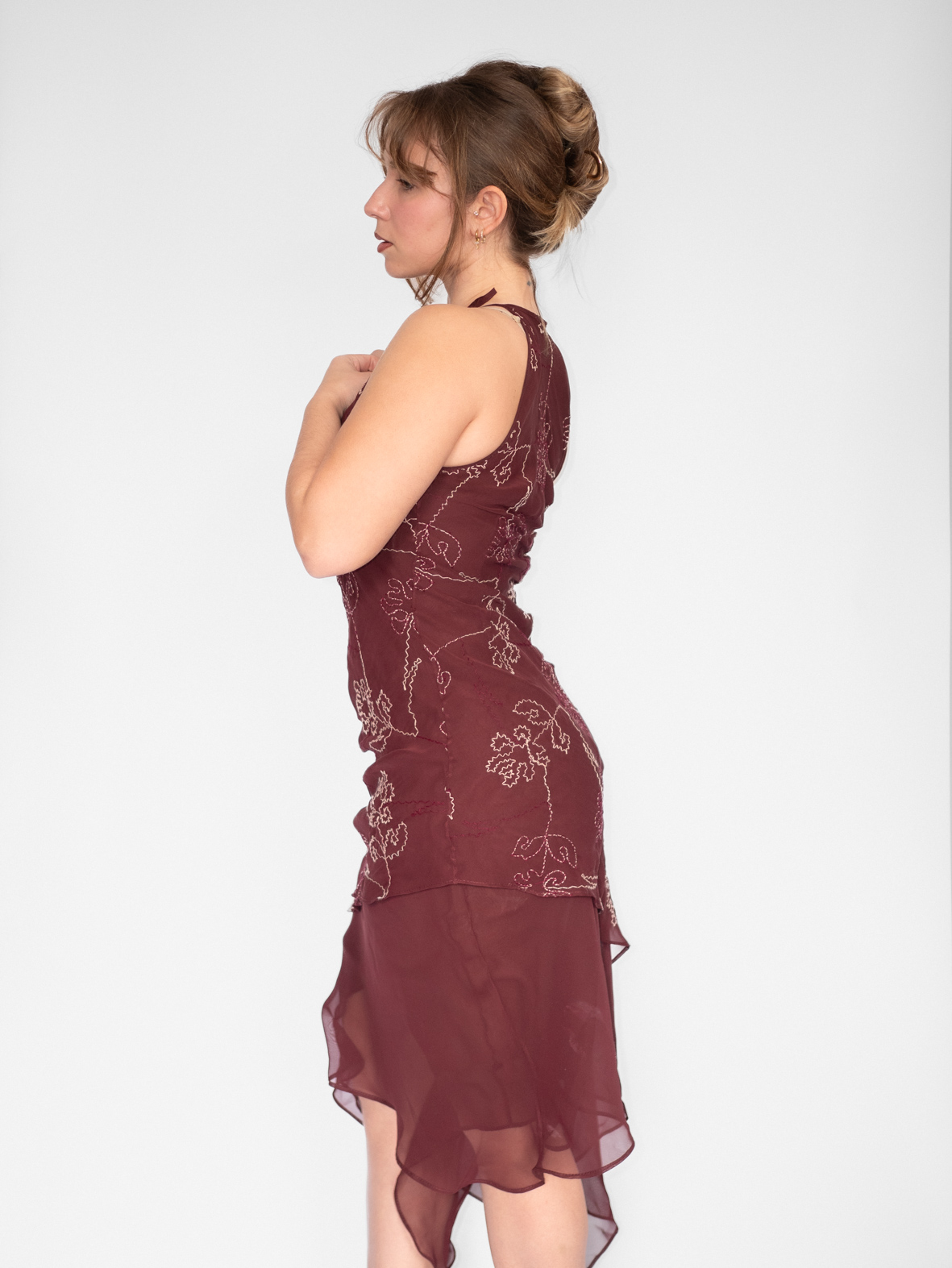 Italian Vintage Merlot Layered Dress - S - Image 2