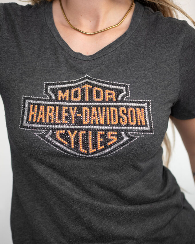Soft Statement – 00s Harley Rhinestone Tee (Grey) - M
