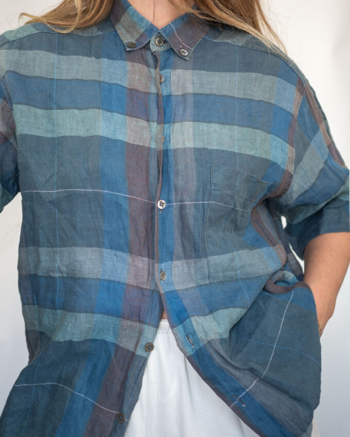 Linen Classic – Blue Stripe Shirt - S/M