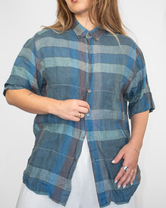Linen Classic – Blue Stripe Shirt - S/M