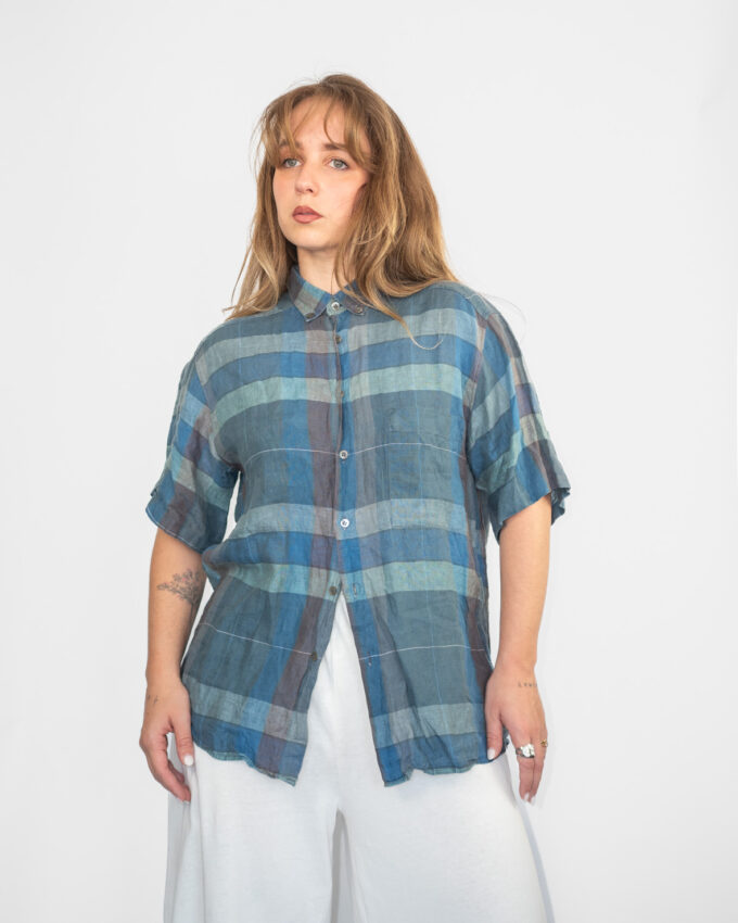 Linen Classic – Blue Stripe Shirt - S/M