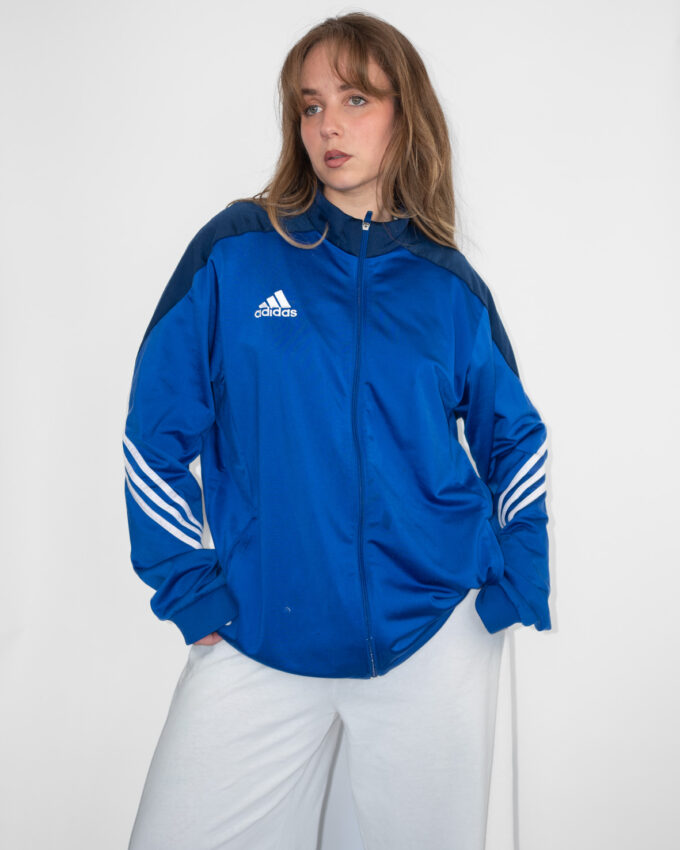 Sporty Oversized – Adidas Blue Track Jacket - XL