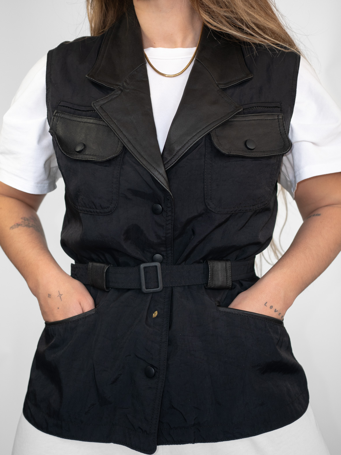 Chic Utility – Black Belted Vest - M - Image 2