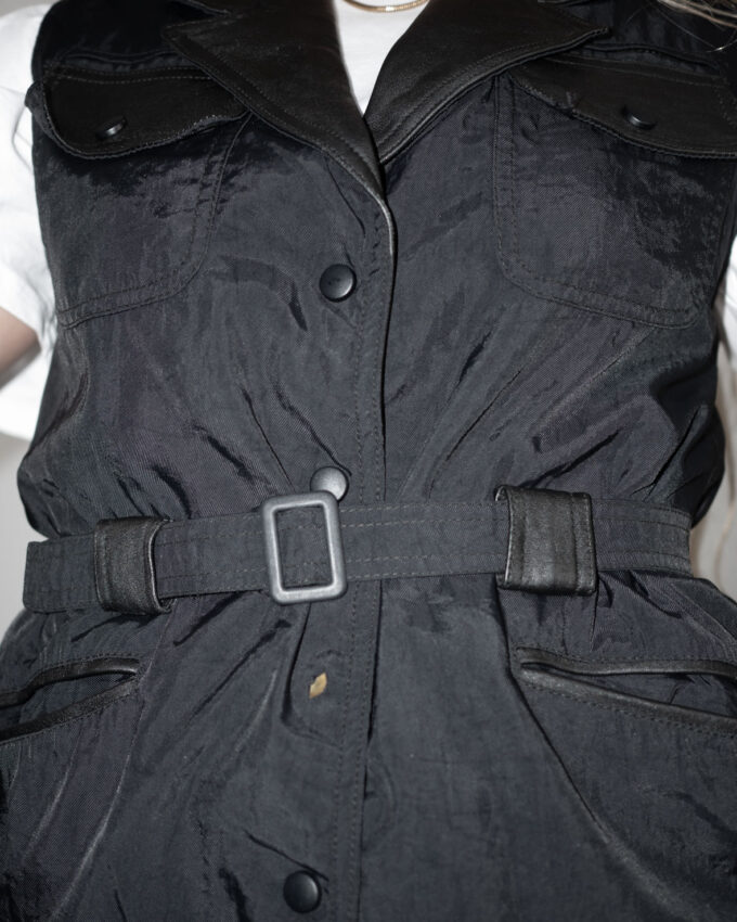 Chic Utility – Black Belted Vest - M