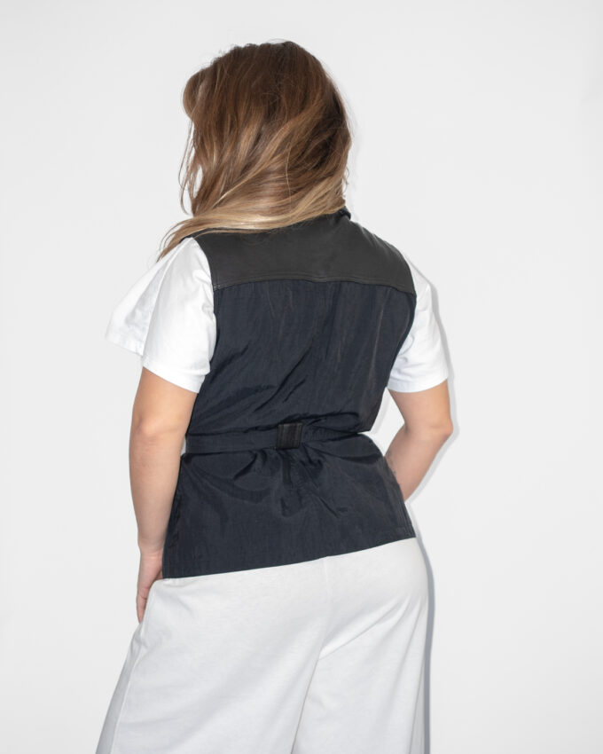 Chic Utility – Black Belted Vest - M
