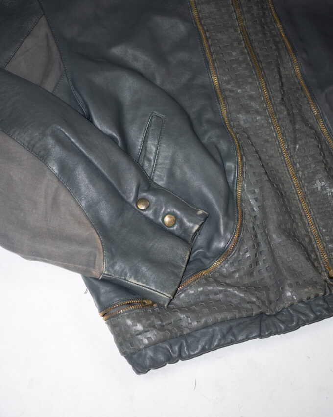 Vintage Washed Leather Jacket – Charcoal Grey - M