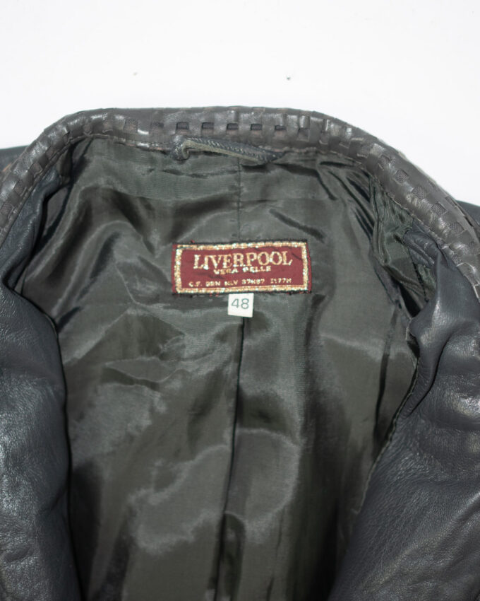 Vintage Washed Leather Jacket – Charcoal Grey - M