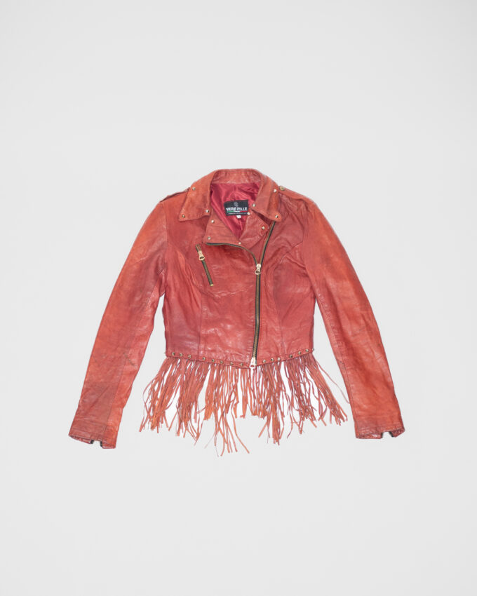 Vintage Rusty Leather Fringe Jacket – Made in Italy  - XS