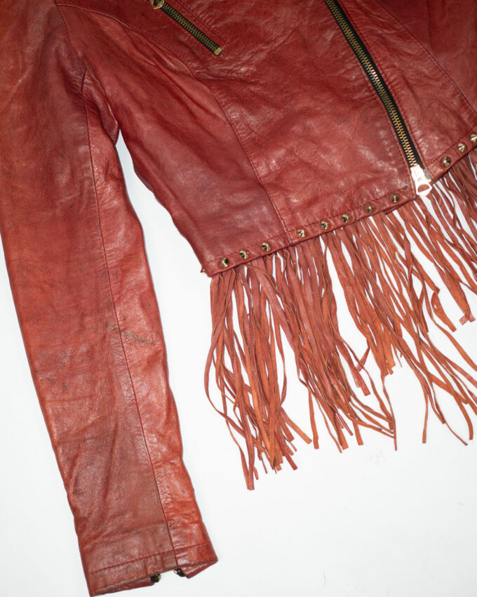 Vintage Rusty Leather Fringe Jacket – Made in Italy - XS