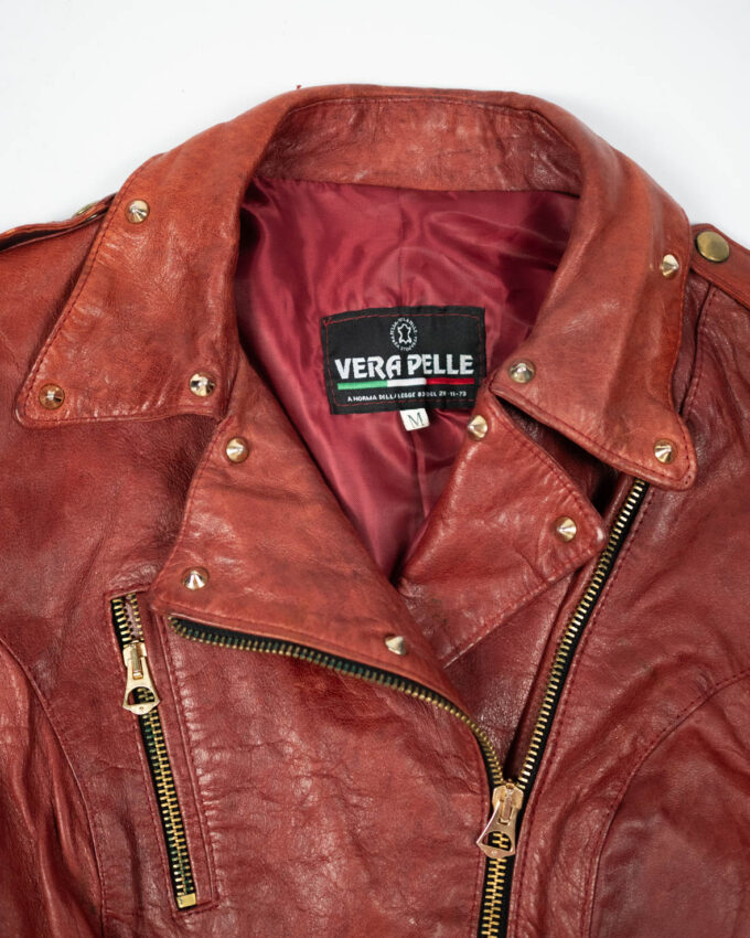 Vintage Rusty Leather Fringe Jacket – Made in Italy - XS