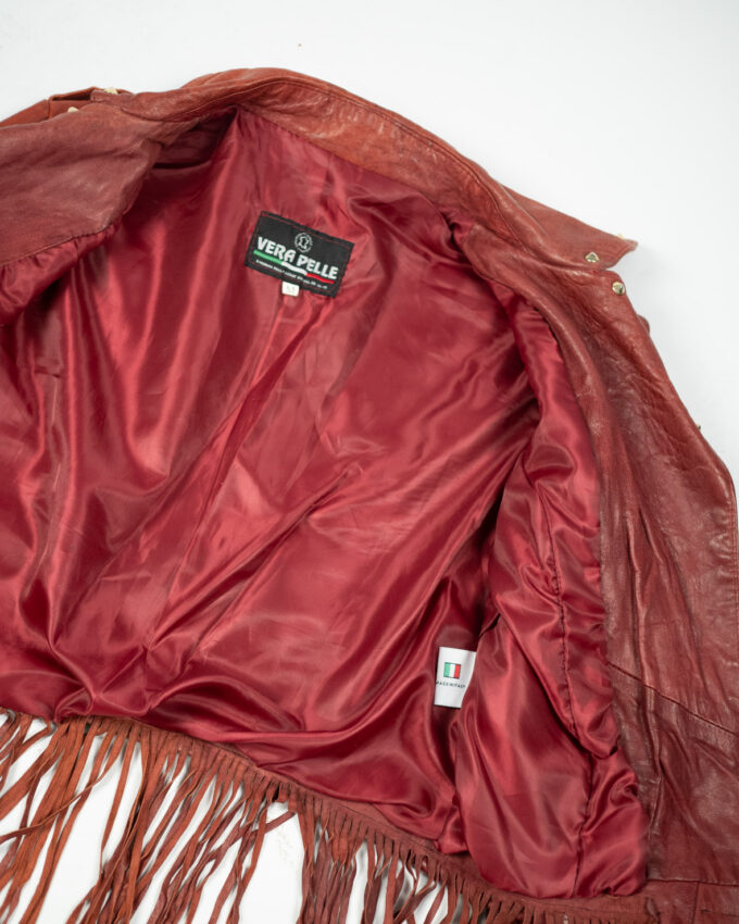 Vintage Rusty Leather Fringe Jacket – Made in Italy - XS