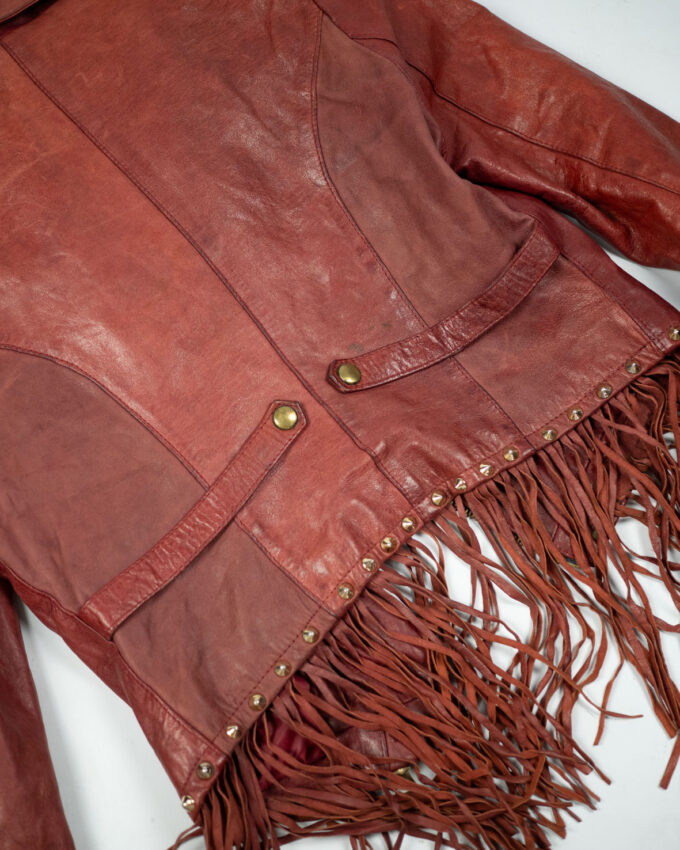 Vintage Rusty Leather Fringe Jacket – Made in Italy - XS