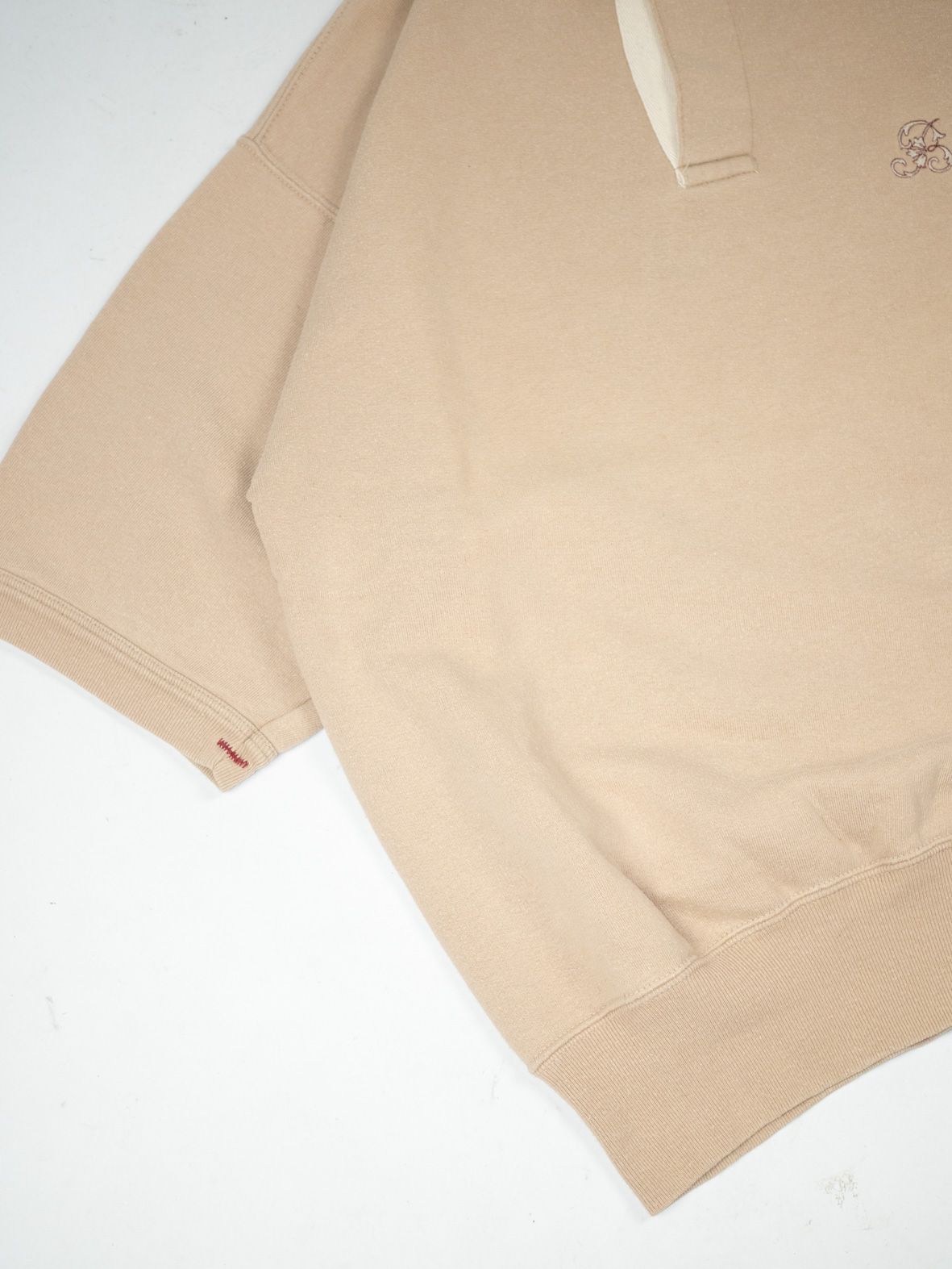 Vintage Oversized Beige Polo Cotton Tee-Shirt - M - Image 2