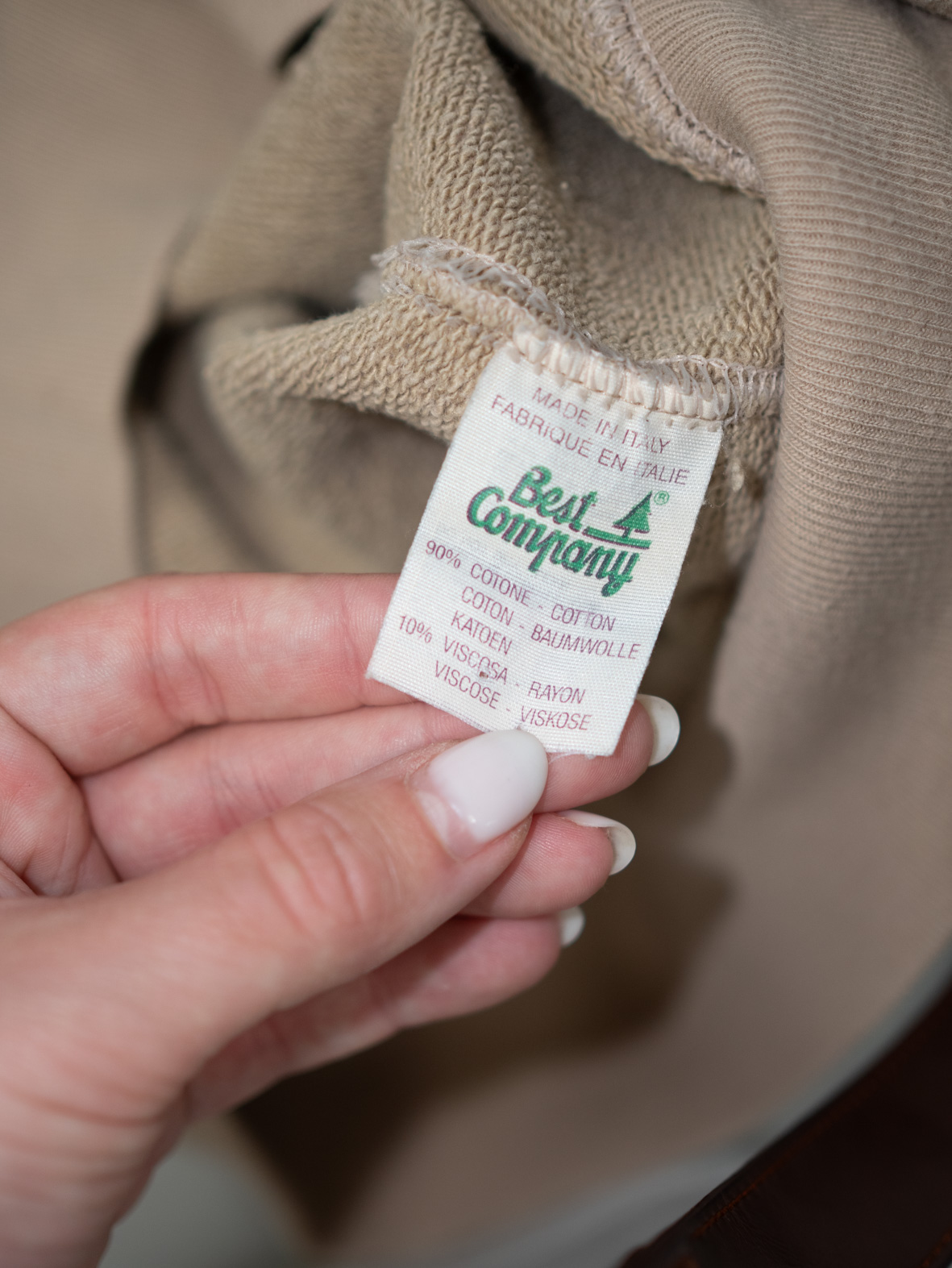 Vintage Oversized Beige Polo Cotton Tee-Shirt - M - Image 4