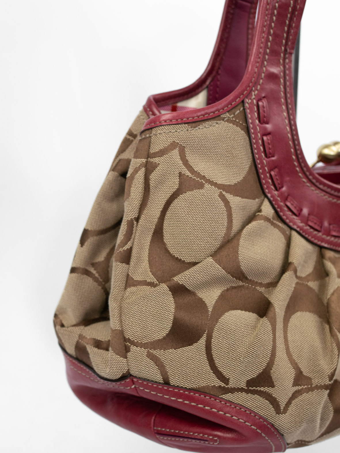 Rare Vintage Coach Kisslock Signature Bag – Merlot Red - Image 5