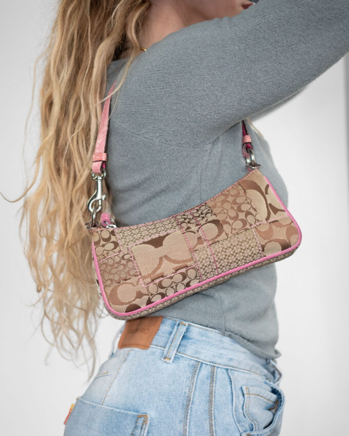 Rare Vintage Coach Patchwork Shoulder Bag – Pink