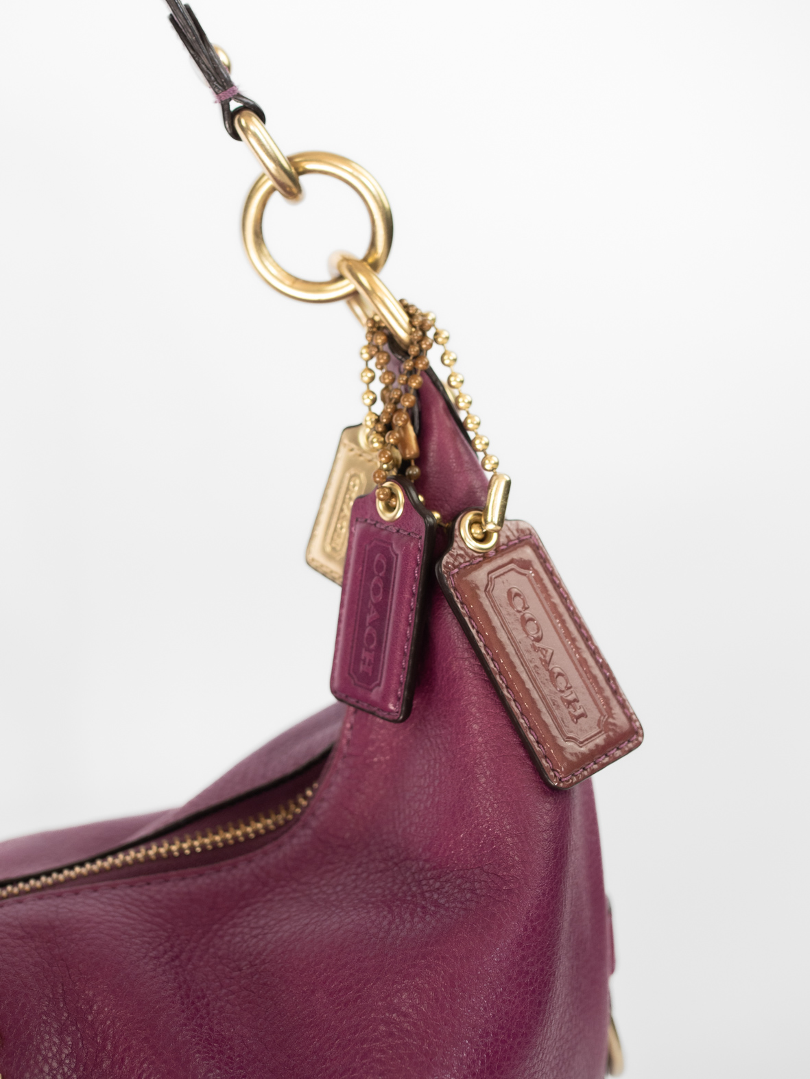 Vintage Full Leather Coach Purse – Berry Purple - Image 4