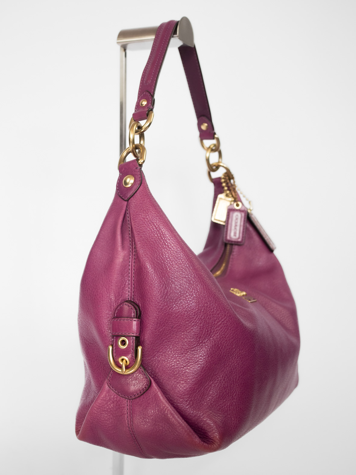 Vintage Full Leather Coach Purse – Berry Purple - Image 13