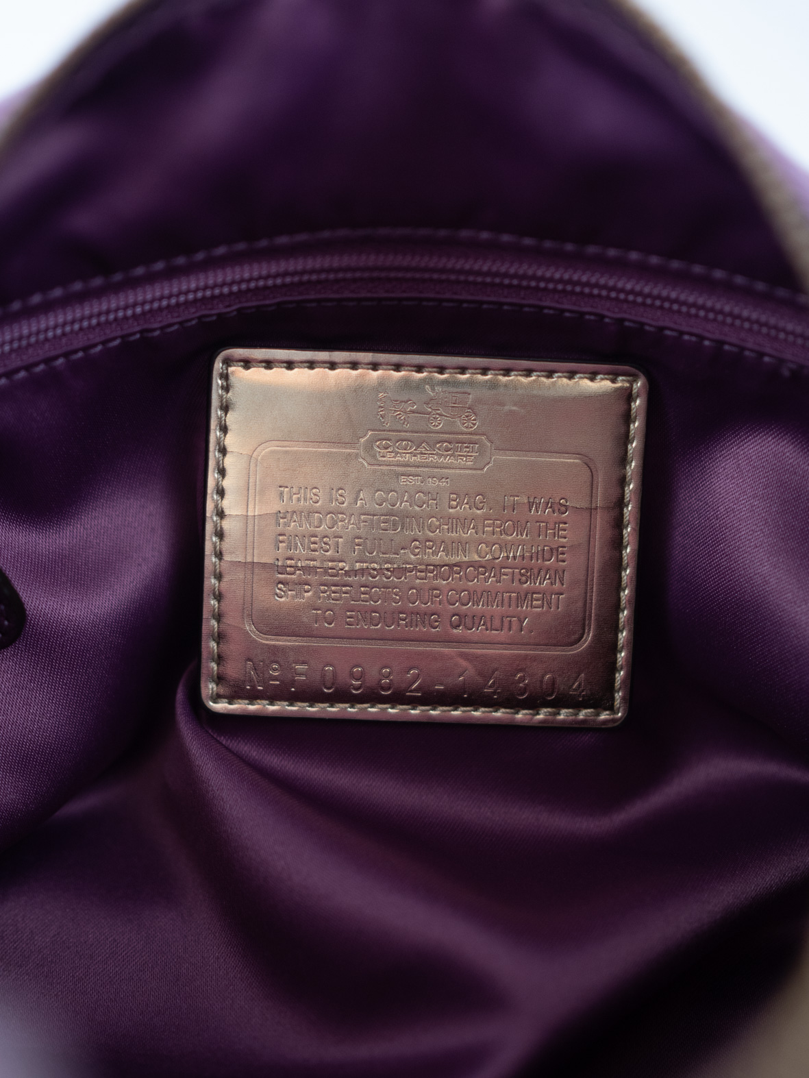 Vintage Full Leather Coach Purse – Berry Purple - Image 10