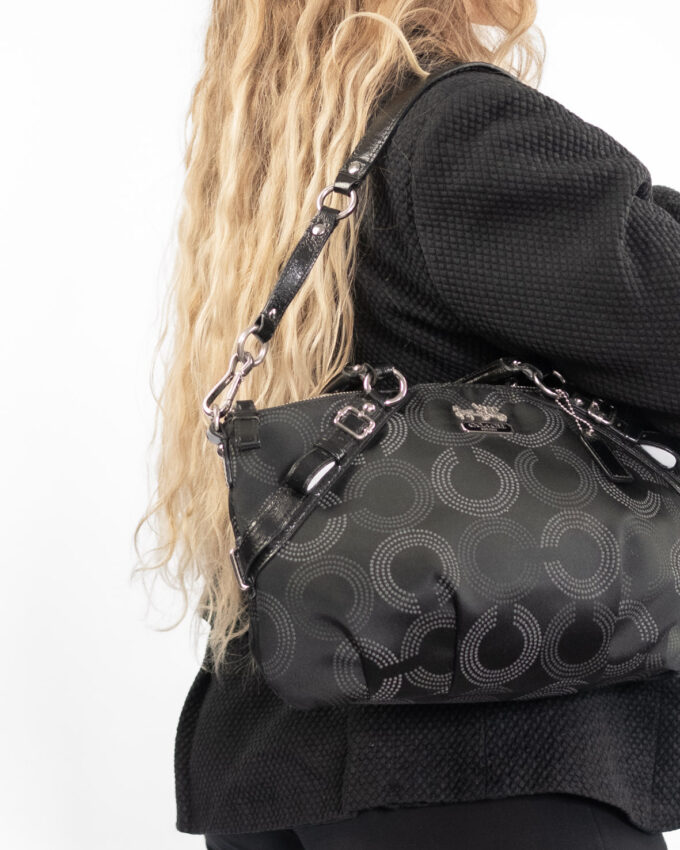 Vintage Black Monogram Two Way Coach Bag