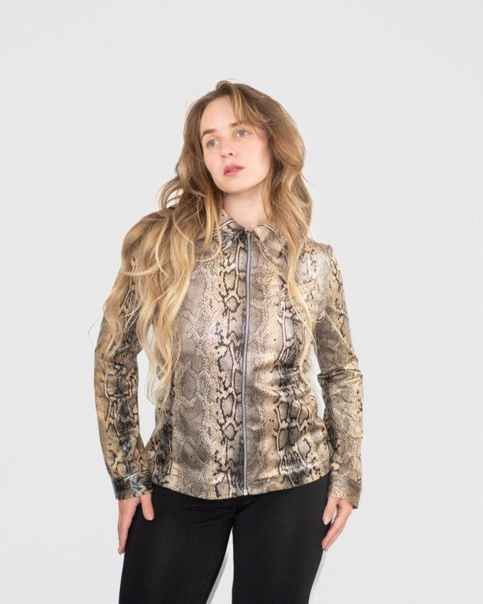 Snake Print Vintage Faux light weight Jacket - S