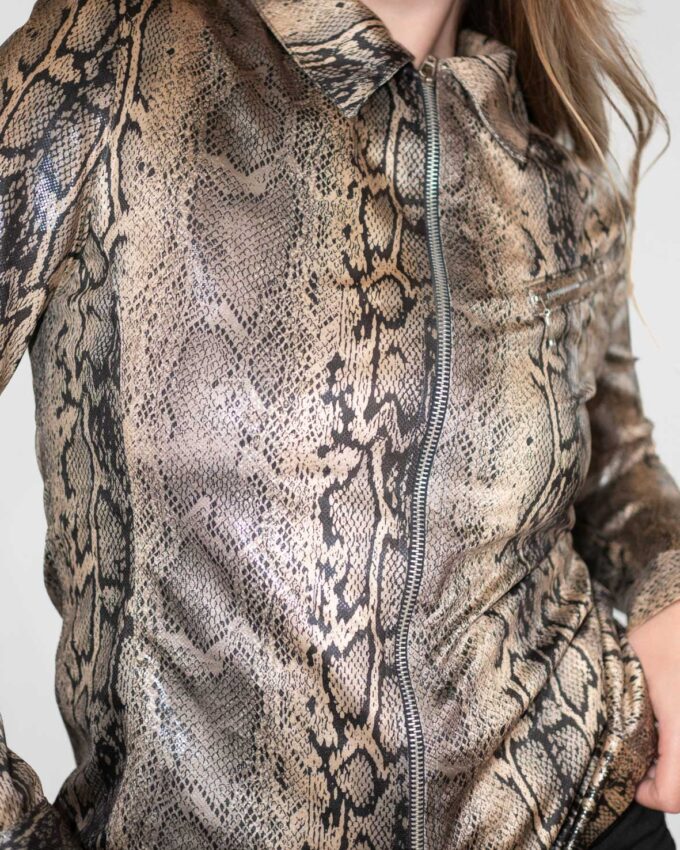 Snake Print Vintage Faux light weight Jacket - S
