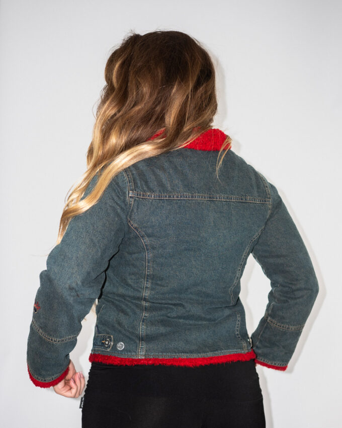 00s Denim Cotton Jacket with Red Accents – XS