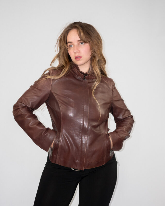 Chocolate Brown Vintage Leather Jacket – S
