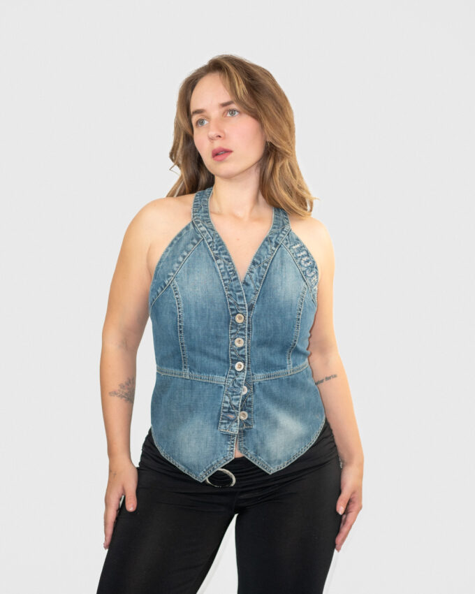 00s Denim Halter Top – S/M