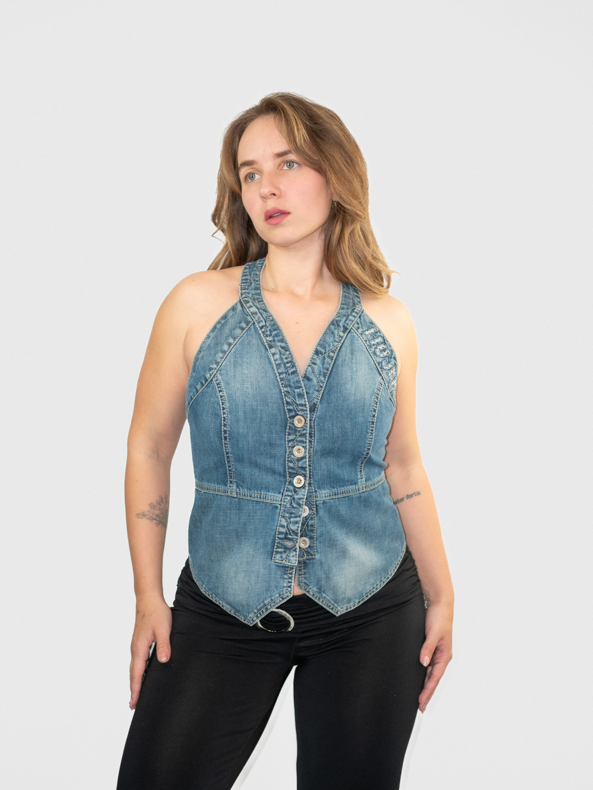 00s Denim Halter Top – S/M