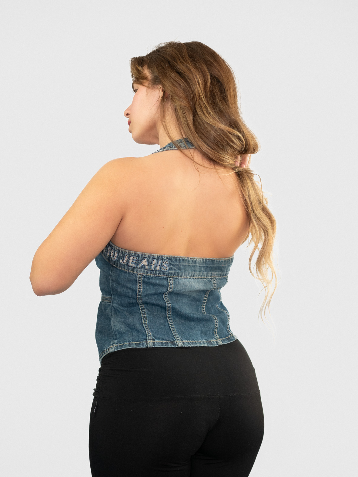 00s Denim Halter Top – S/M - Image 3