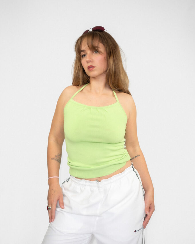 Vintage Lime Halter Top  - M