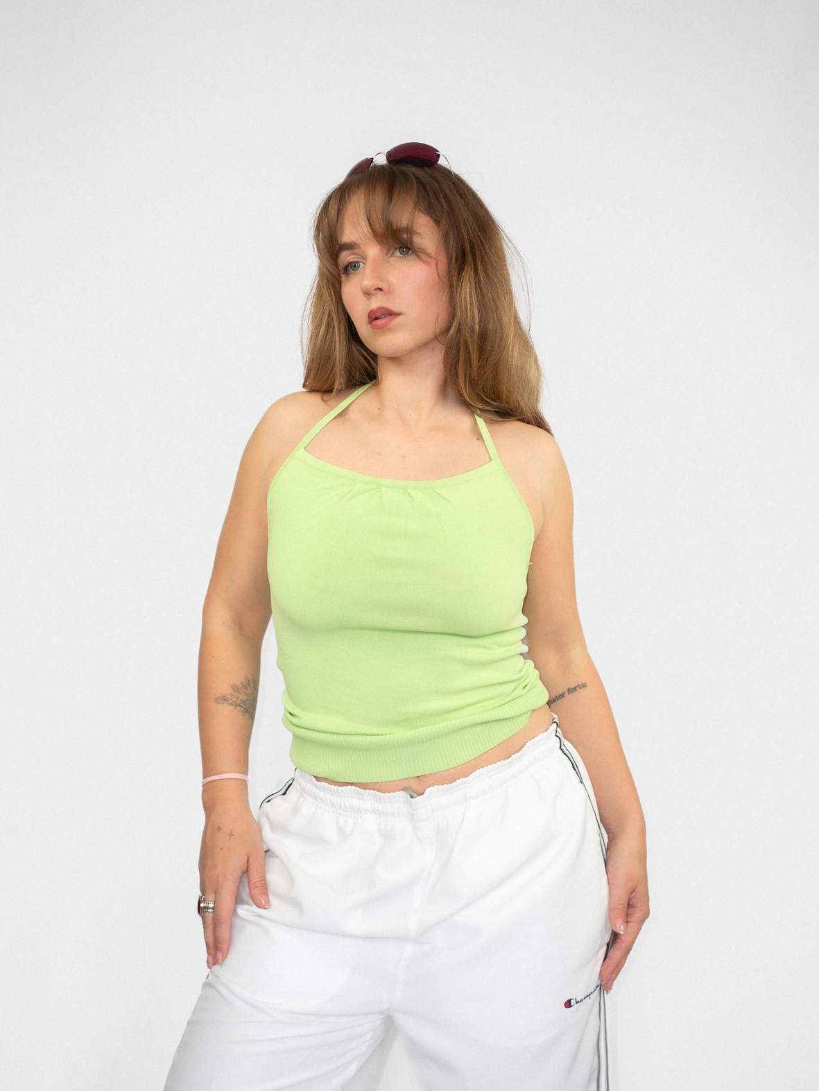 Vintage Lime Halter Top - M