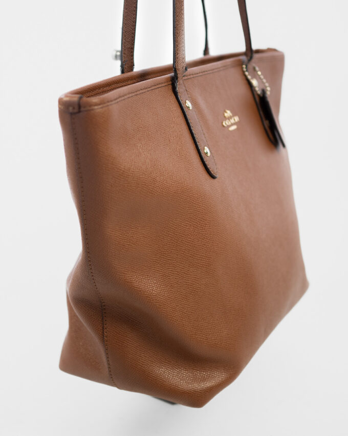 Coach Leather Tote – Cognac Brown