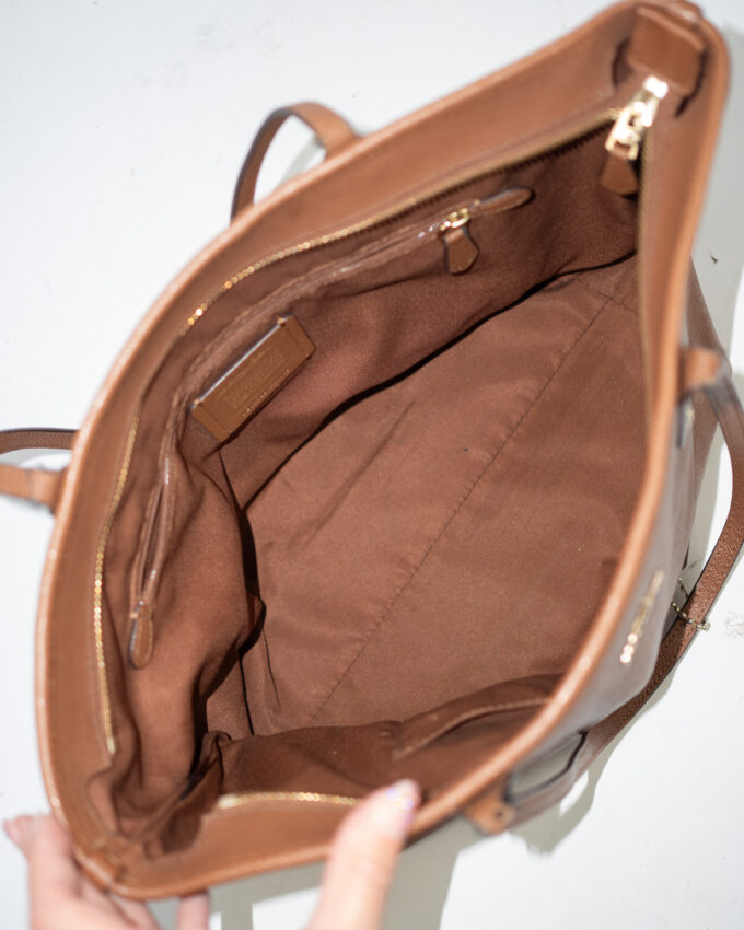 Coach Leather Tote – Cognac Brown