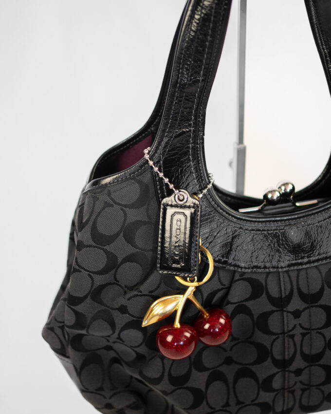 Vintage Coach Kisslock Shoulder Bag (Black Monogram)
