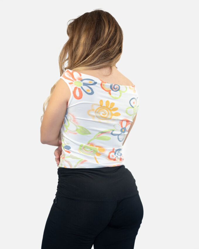 Vintage 00s Floral Off Shoulder Top - M