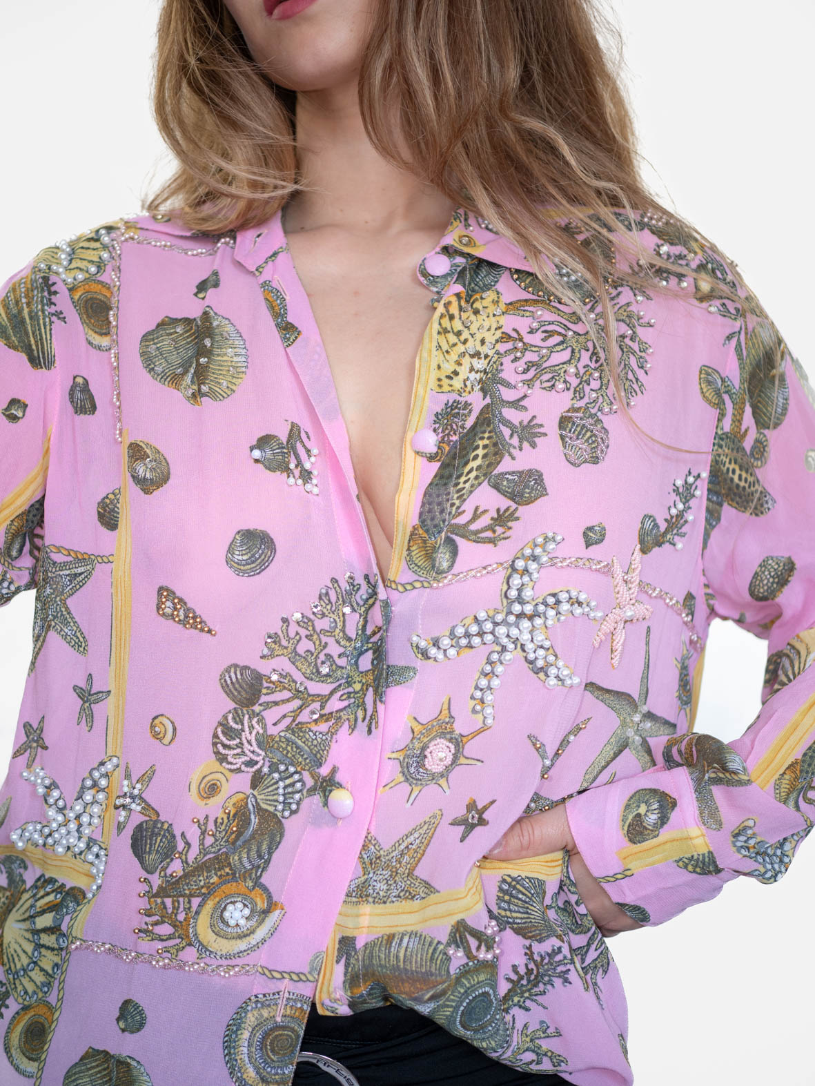 Vintage Coastal Pearl Summer Shirt - M - Image 2