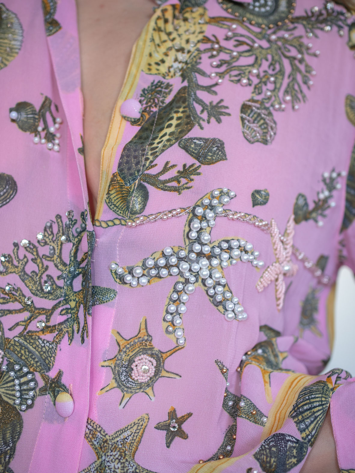 Vintage Coastal Pearl Summer Shirt - M - Image 6