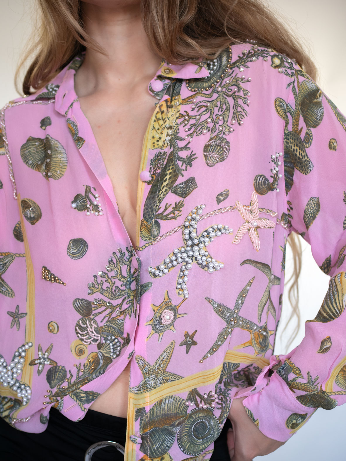 Vintage Coastal Pearl Summer Shirt - M - Image 5