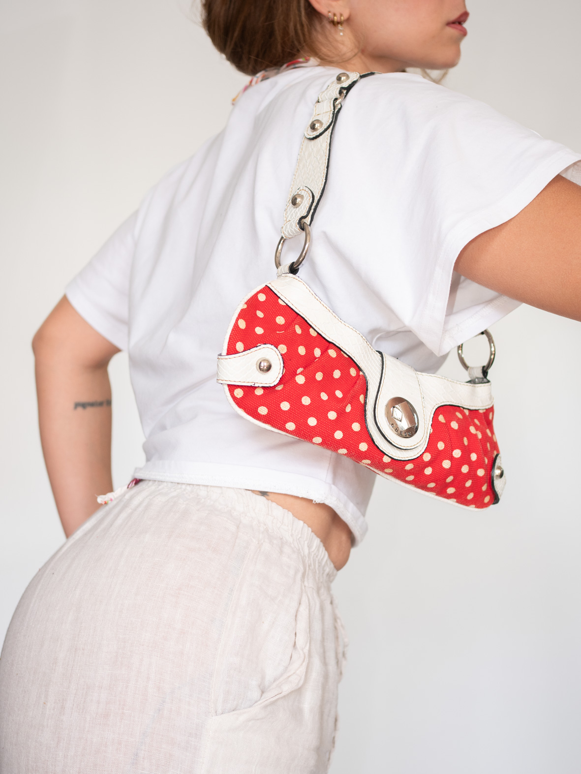 Rare Vintage Guess Polka Dot Turn-Lock Bag - Image 13