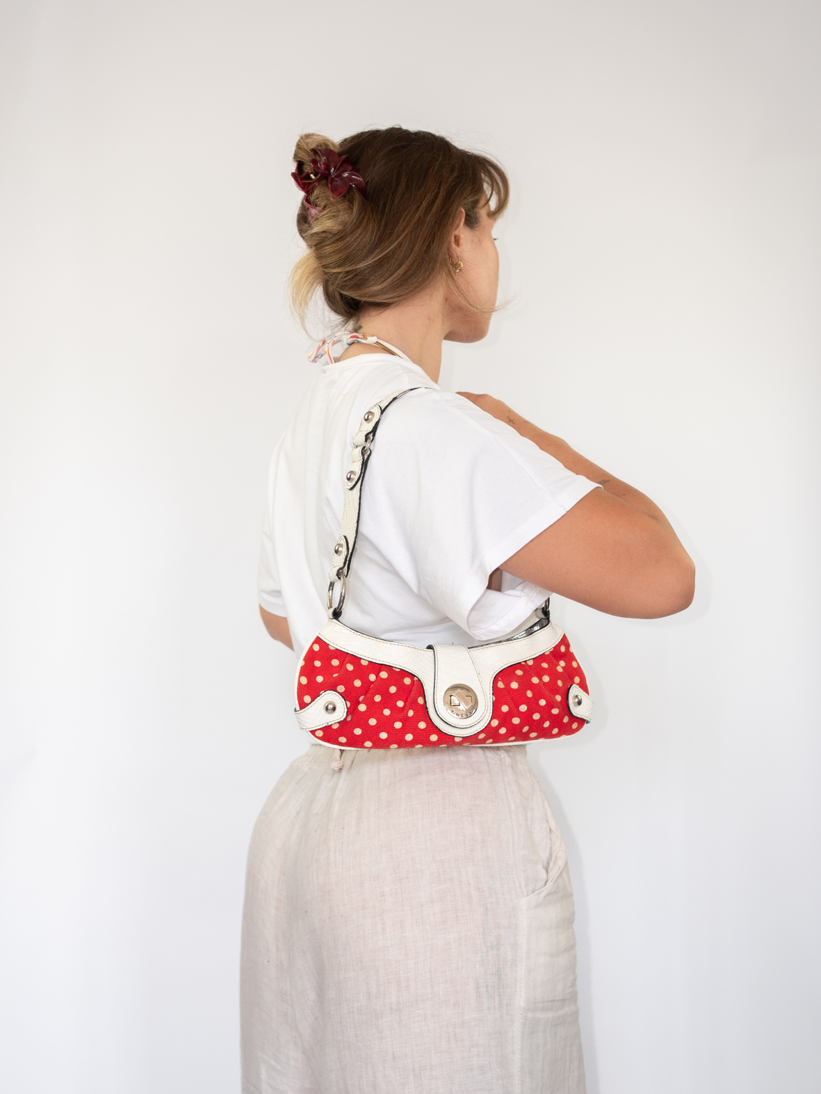 Rare Vintage Guess Polka Dot Turn-Lock Bag - Image 3