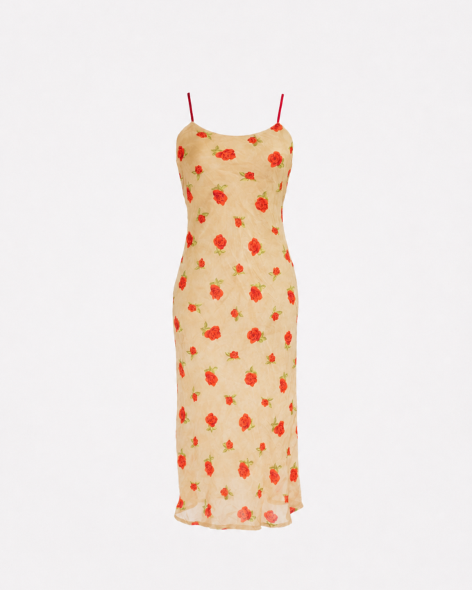 Italian Vintage Rose Garden Midi Dress - S/M