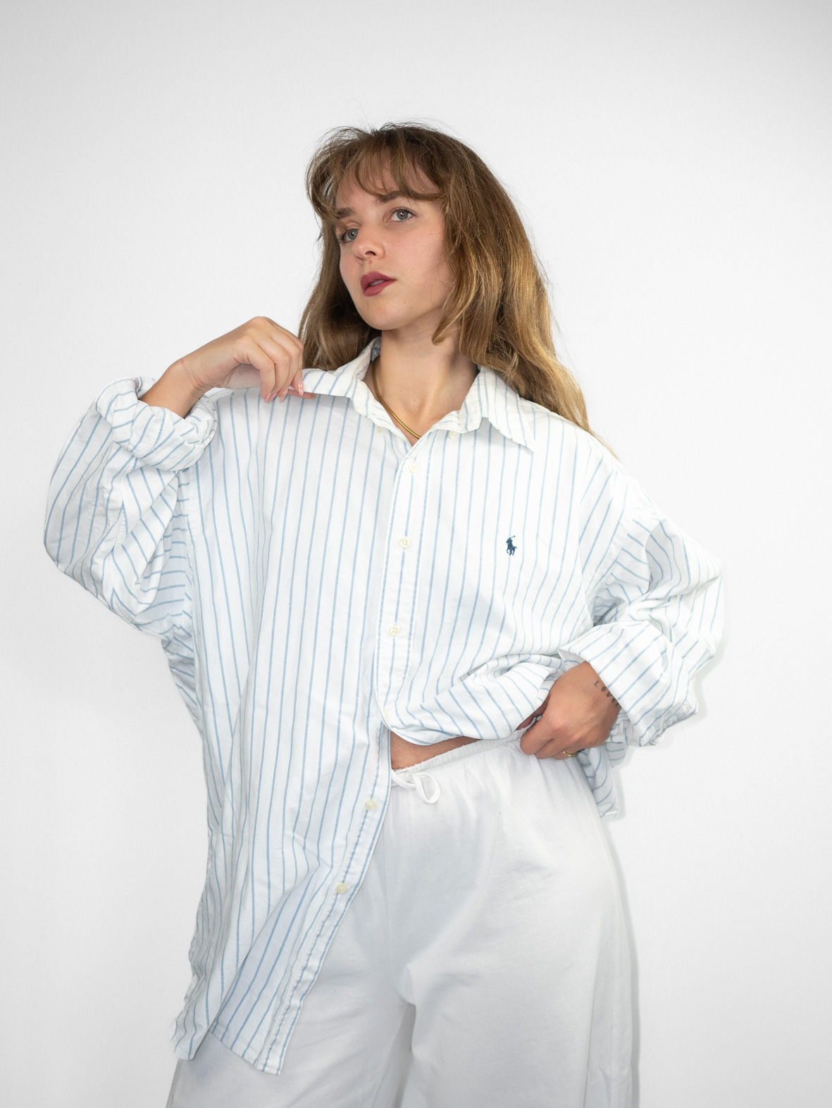 Vintage Ralph Lauren Striped Oxford Cotton Shirt - XL - Image 2