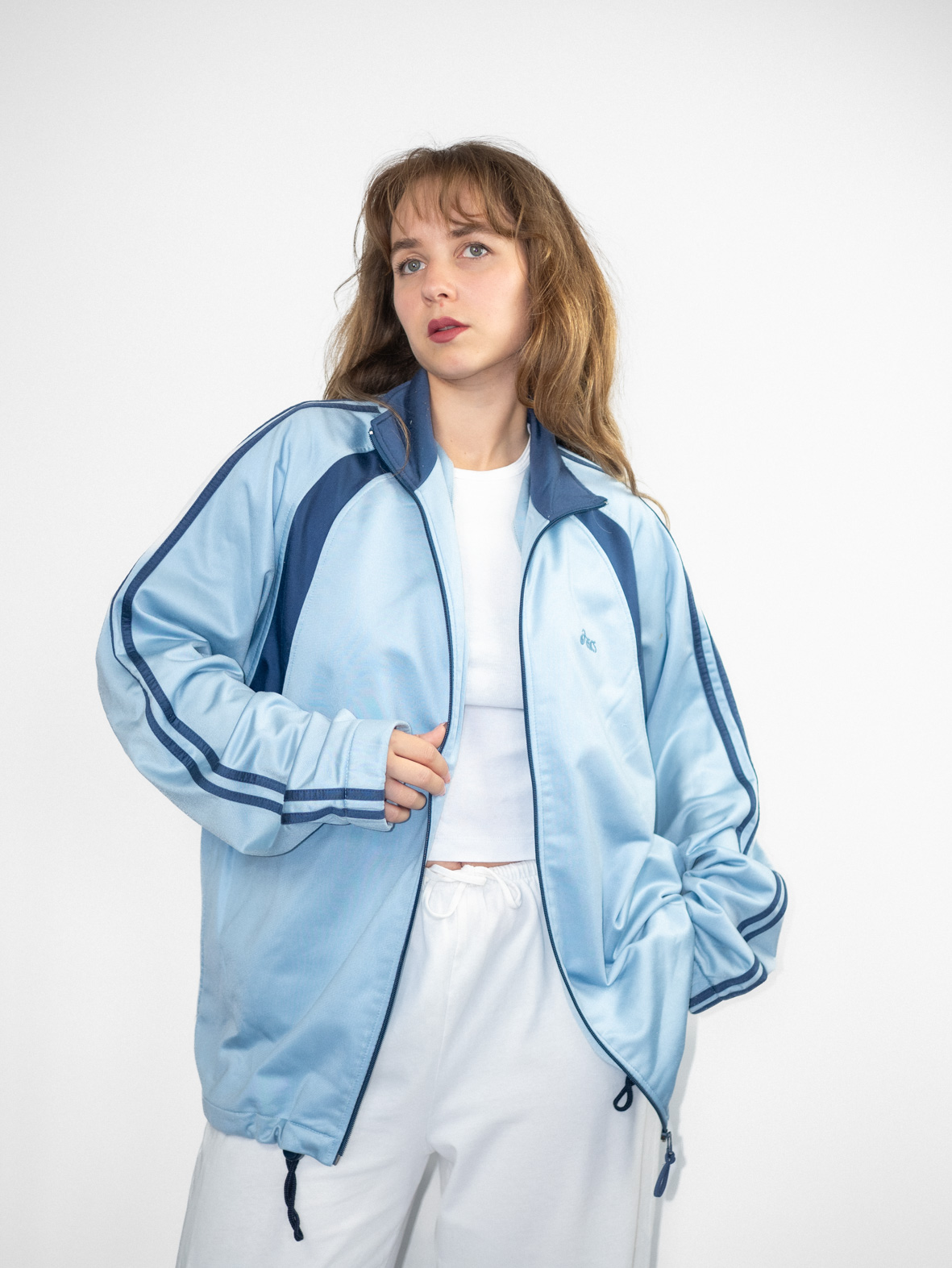 Vintage ASICS Baby Blue Track Jacket - L - Image 6