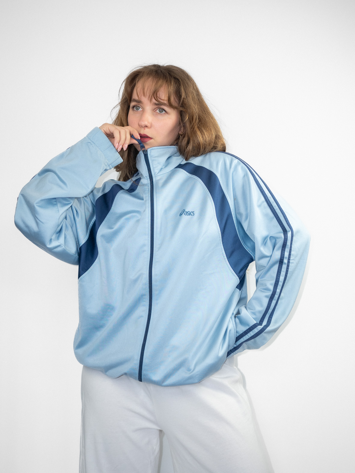 Vintage ASICS Baby Blue Track Jacket - L - Image 3
