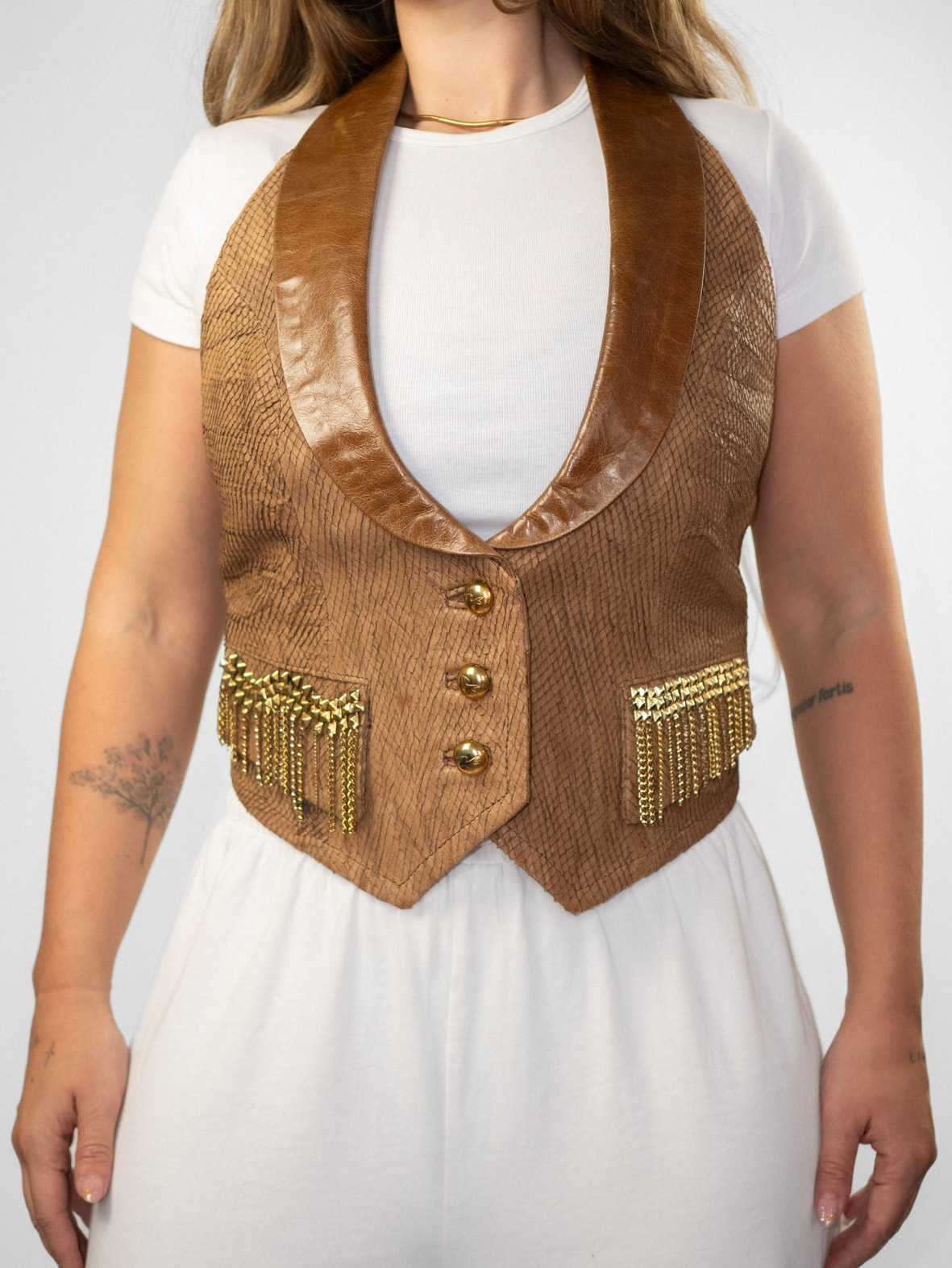 Vintage Leather Halter Vest - Image 4